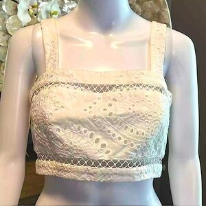 WAYF paisley white eyelet crop top - size S